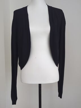 Jones New York Black Open-Front Cropped Cardigan